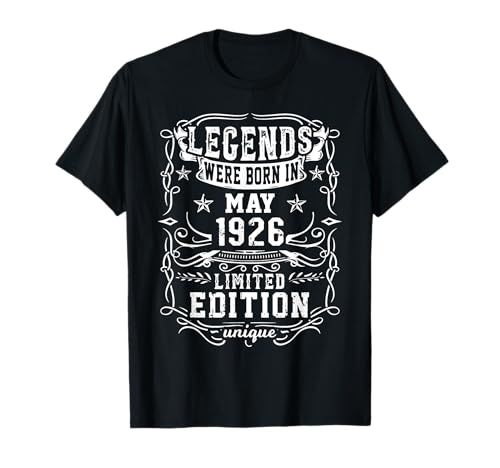 Cumpleaños Mayo 1926 Edición Limitada Regalo Legend May Camiseta
