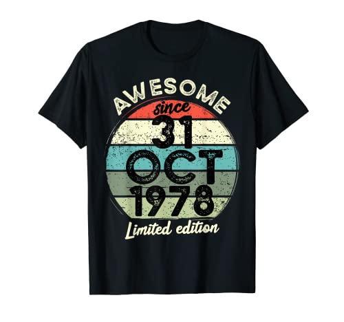 Camiseta de cumpleaños de 45 años, 31 de octubre de 1978, 45 cumpleaños Camiseta