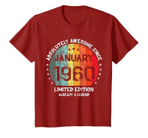 Impresionante Desde Enero 1960 Awesome Cumpleaños Retro Camiseta