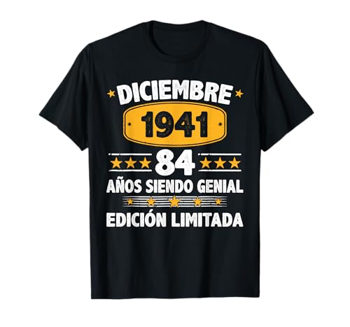 Diciembre 1941 84 Años Hombre Cumpleaños Diciembre 1941 Camiseta