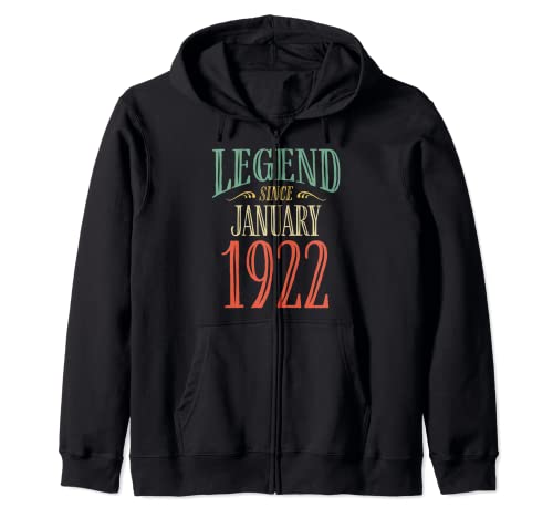 Leyenda desde enero de 1922 Diseño de cumpleaños Sudadera con Capucha