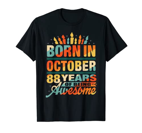 Octubre 1933 88 años de edad 88 cumpleaños regalo vela gráfico Camiseta