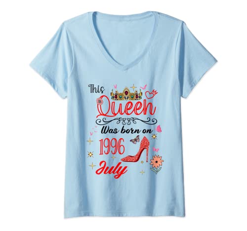 Mujer Julio 1996 Cumpleaños Esta Reina Nació En Julio 1996 Camiseta Cuello V