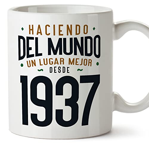 MUGFFINS Tazas 1937 Cumpleaños - En Español - Haciendo del Mundo un Lugar Mejor - 11 oz / 330 ml -...