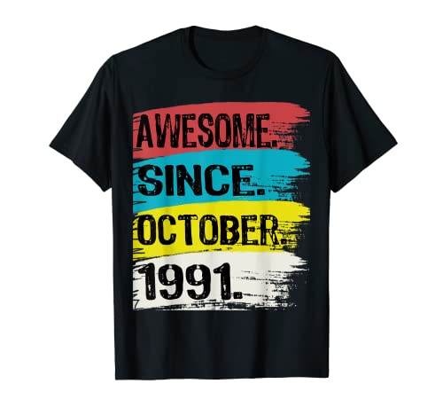 Impresionante desde octubre de 1991 Chica Escorpio Libra King Cumpleaños Camiseta