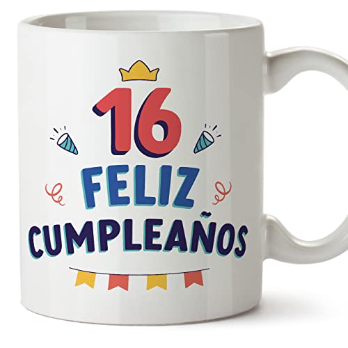 MUGFFINS Tazas 16 Cumpleaños - En Español - ¡Feliz Cumpleaños! - 11 oz / 330 ml - Regalo...