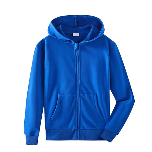 Spring&Gege Sudadera con capucha básica unisex de algodón para niños (3-14 años), azul cobalto,...