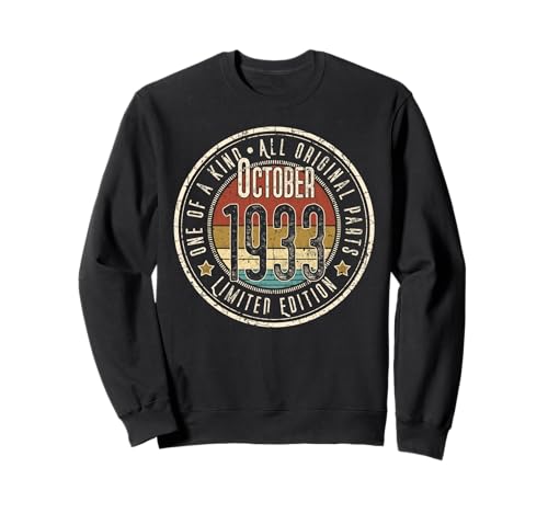 92 Cumpleaños Vintage Octubre 1933 Retro Edición Limitada Sudadera