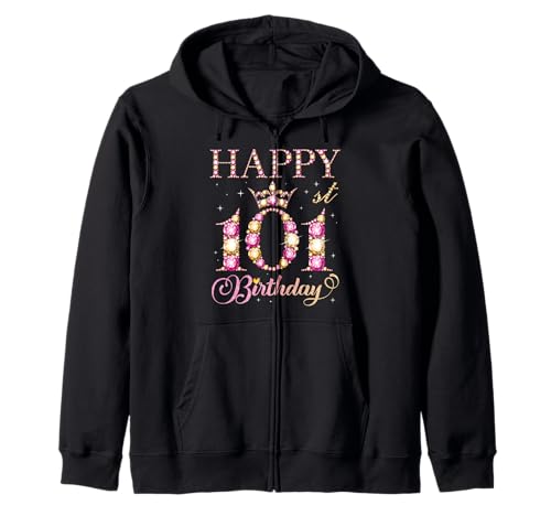 Feliz cumpleaños 101 años 101 años Hombres Mujeres Fiesta de cumpleaños Sudadera con Capucha