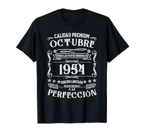 71 cumpleaños Nacido en Octubre de 1954 Vintage 71 años Camiseta