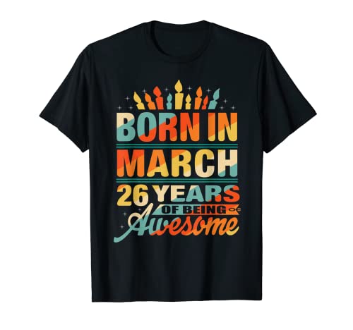 Marzo 1996 26 Años 26 Cumpleaños Regalos Vela Gráfico Camiseta
