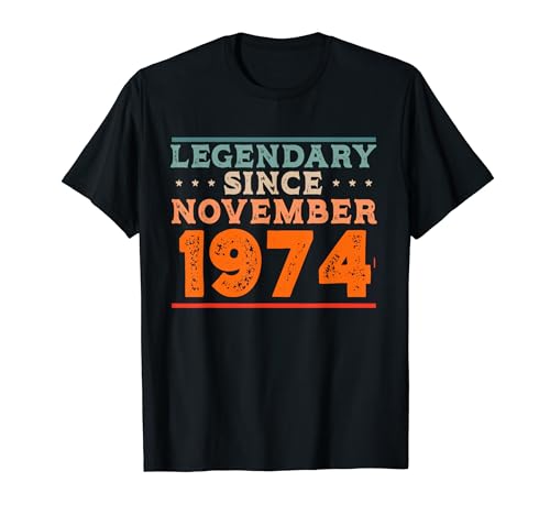 Legendario desde noviembre de 1974 Retro Vintage Fiesta de cumpleaños Camiseta