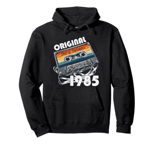 40 cumpleaños Hombre Regalo septiembre 1985 Casete Vintage Sudadera con Capucha