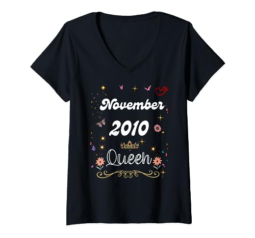 Noviembre 2010 Reina Desde noviembre 2010 Cumpleaños Niña mujer Camiseta Cuello V