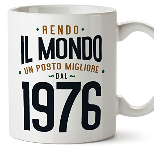 MUGFFINS Tazas 1976 Cumpleaños - En Italiano - Rendo il Mondo un Posto Migliore - 11 oz / 330 ml -...