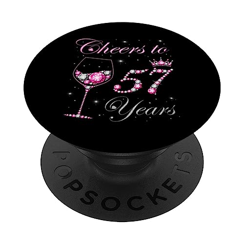 Saludos a los 57 años, Fiesta de 57 cumpleaños, Reina de Las Mujeres PopSockets PopGrip Adhesivo
