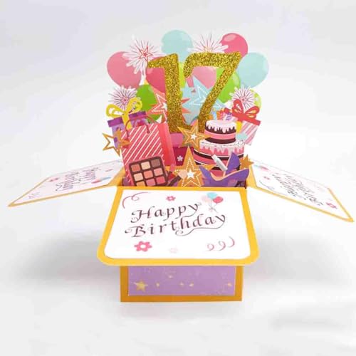 Happy 17th Birthday 17th Birthday Tarjeta de felicitación para niñas, 17 años de edad, idea de...