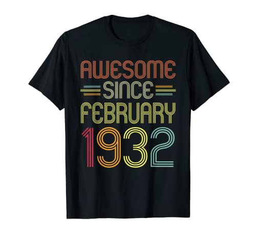 Regalos de 90 cumpleaños impresionantes desde febrero de 1932 90 años Camiseta