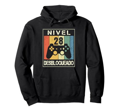 Nivel 28 Desbloqueado Gamer 28 Años 1994 Divertido Chico Sudadera con Capucha