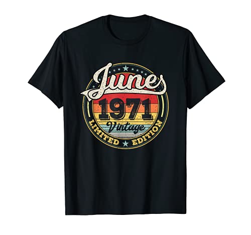 Junio 1971 50 Cumpleaños Hombre Mujer Decoración Regalo Camiseta
