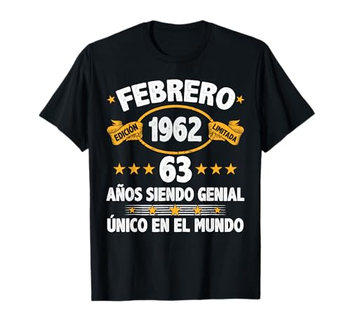 Febrero 1962 63 Años Hombre Cumpleaños Regalo Febrero 1962 Camiseta