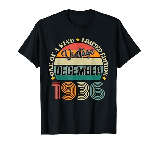 88 Años Vintage Diciembre 1936 88 Cumpleaños Retro Camiseta