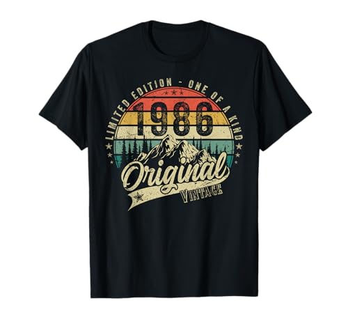 Regalo vintage de cumpleaños retro para hombres y mujeres de 1986 Camiseta