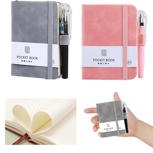 Lxtness libretas A7 Con pluma, juego de cuadernos de 2 piezas, pequeño, bloc de notas de 11 cm x 8...