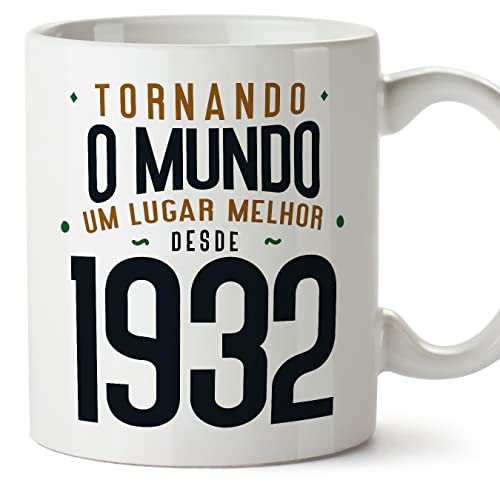 MUGFFINS Tazas 1932 Cumpleaños - En Portugués - Tornando o Mundo um Lugar Melhor - 11 oz / 330 ml...