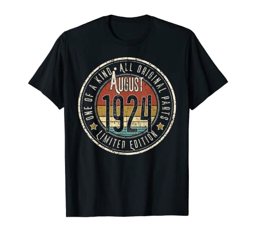 98 Años Agosto 1924 Nacido en 1924 Cumpleaños 98º Camiseta
