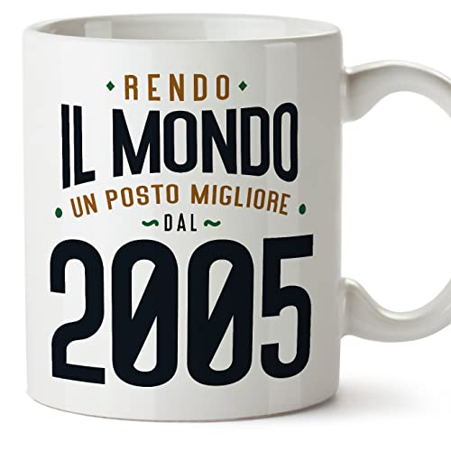 MUGFFINS Tazas 2005 Cumpleaños - En Italiano - Rendo il Mondo un Posto Migliore - 11 oz / 330 ml -...