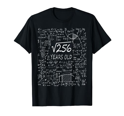 16 Cumpleaños Chica Chico Raíz Cuadrada 256 = 16 Años Camiseta