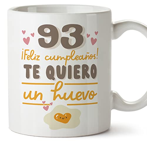 MUGFFINS Tazas 93 Cumpleaños - En Español - Te quiero un Huevo Regalo Amigos Novios Familiares -...