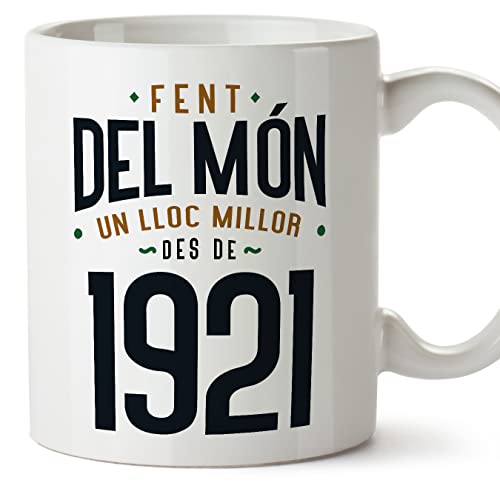 MUGFFINS Tazas 1921 Cumpleaños - En Catalán - Fent del Món un Lloc Millor - 11 oz / 330 ml -...