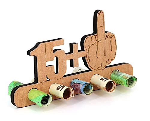 Giftota - Original Divertido 16 Cumpleaños Regalo Dinero Madera - 15 + 1 - Regalo para 16º...