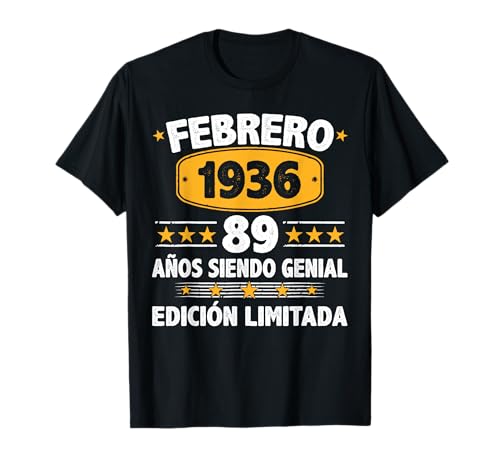 Febrero 1936 89 Años Hombre Cumpleaños Regalo Febrero 1936 Camiseta