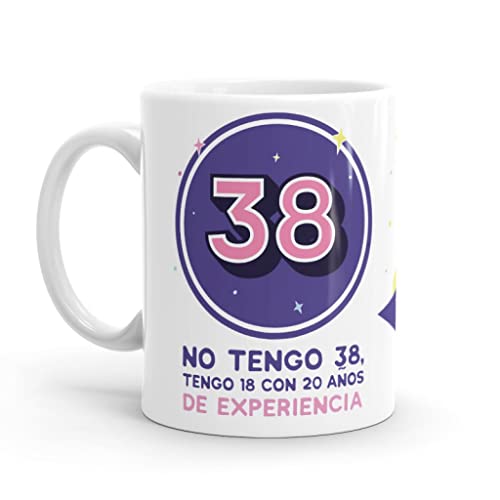 Puterful - Taza 38 Cumpleaños - Tazas originales para café - Resistente al microondas y...