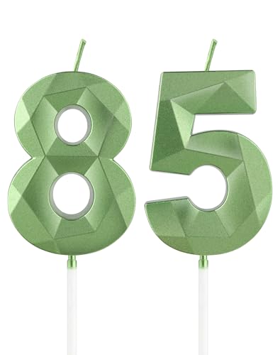 mciskin Velas de 85 cumpleaños color verde salvia, decoraciones de cumpleaños 85 para mujeres y...