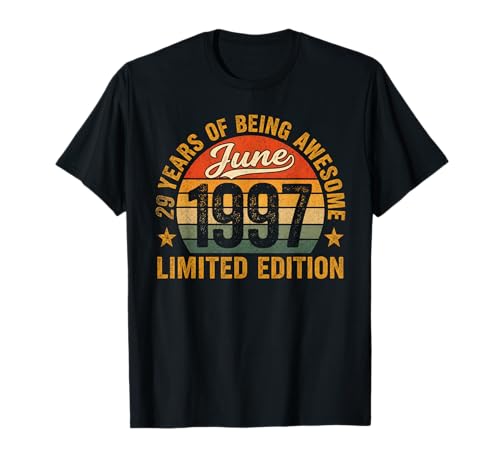 Vintage 1997 Edición Limitada 29 Años Junio 29 Cumpleaños Camiseta