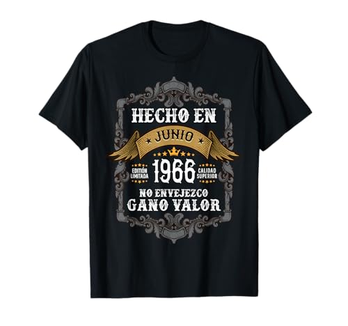 Cumpleaños 59 Años Hombre Hecho en junio 1966 Vintage Regalo Camiseta