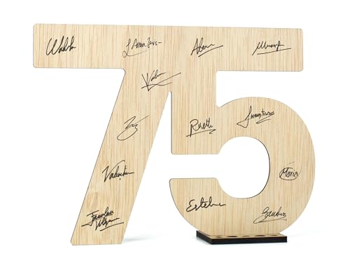 CONTRAXT Tarjeta felicitacion 75 cumpleaños. Regalo detalles libro de firmas alternaivo decoracion...