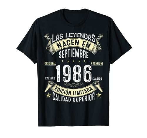 37 Años Cumpleaños Las Leyendas nacen en Septiembre de 1986 Camiseta