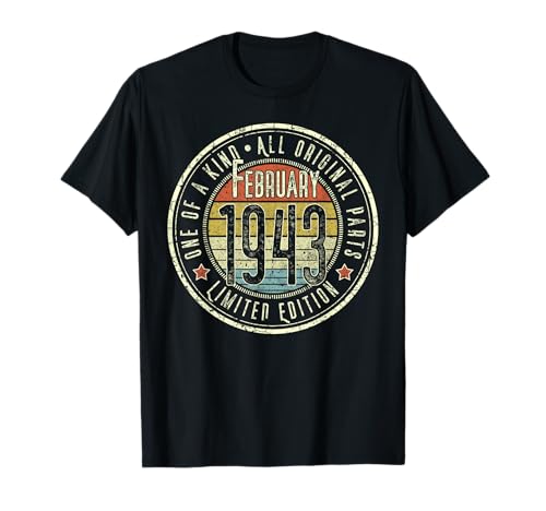 82 Cumpleaños Vintage Febrero 1943 Retro Edición Limitada Camiseta