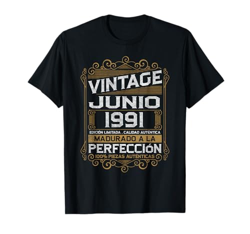 Junio 1991 Vintage Regalo 35 Años Cumpleaños Hombre Camiseta