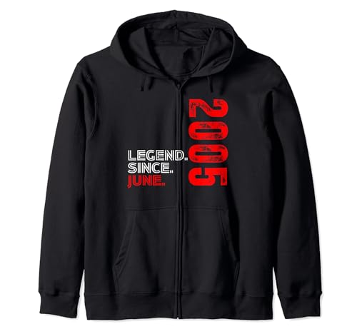 Nacido en junio de 2005 Leyenda de cumpleaños vintage desde junio de 2005 Sudadera con Capucha