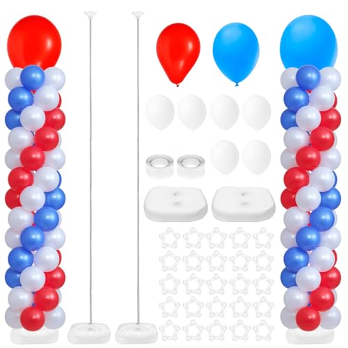 QWORK® Kit de 2 Soportes de Columna para Globos, Pilares de Torre de Globos de Metal Ajustables de...