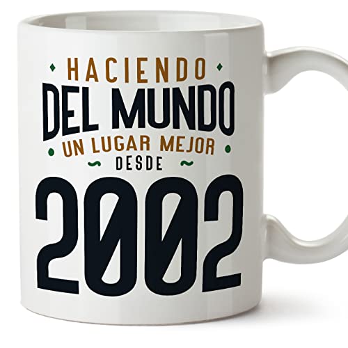 MUGFFINS Tazas 2002 Cumpleaños - En Español - Haciendo del Mundo un Lugar Mejor - 11 oz / 330 ml - Regalo original y divertido