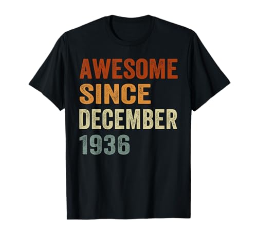 Retro Awesome Desde diciembre de 1936 89 años 89 cumpleaños Camiseta