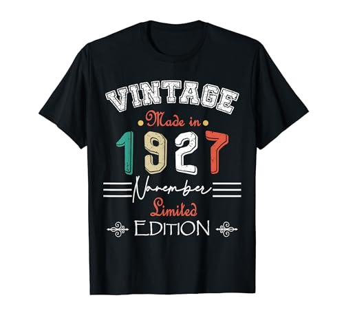 Nacido En Noviembre 1927 Vintage Feliz Cumpleaños 97 años Camiseta