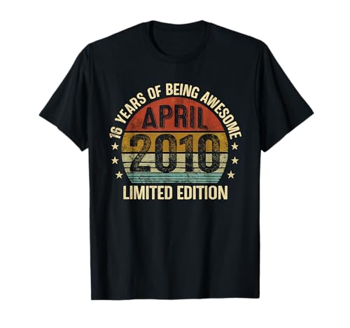 (En la Parte Trasera) Abril Cumpleaños 2010 Edición Limitada Vintage 16th Camiseta